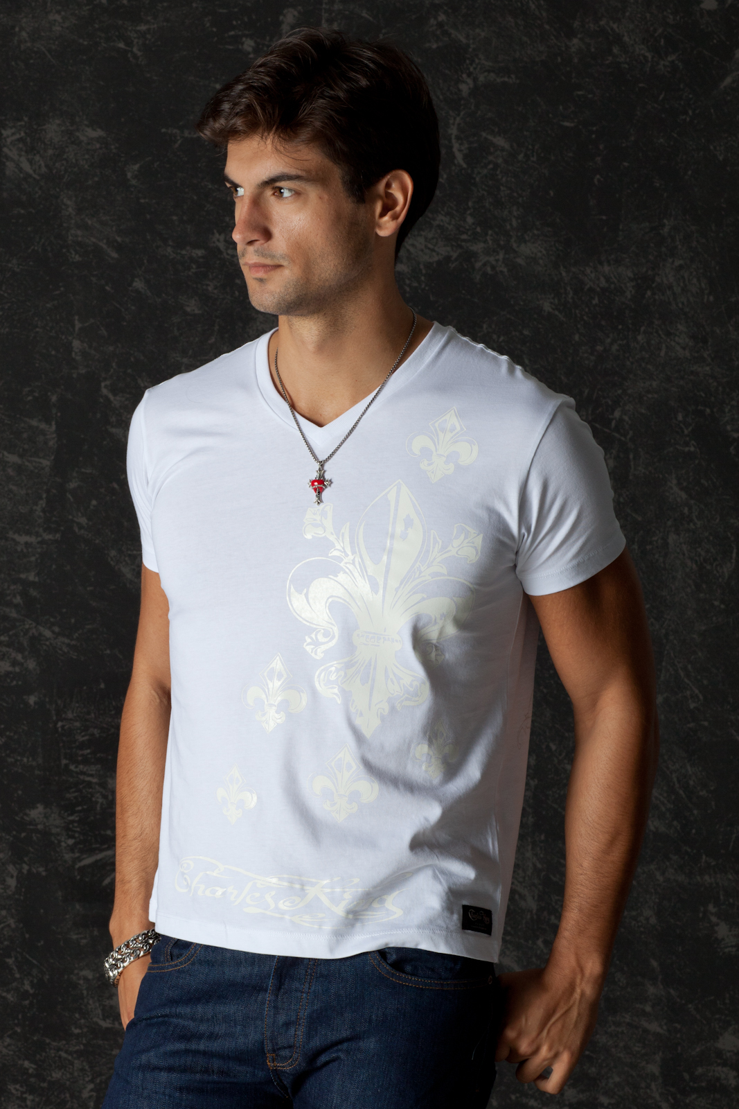 T-Shirt Golden Lys White, front view
